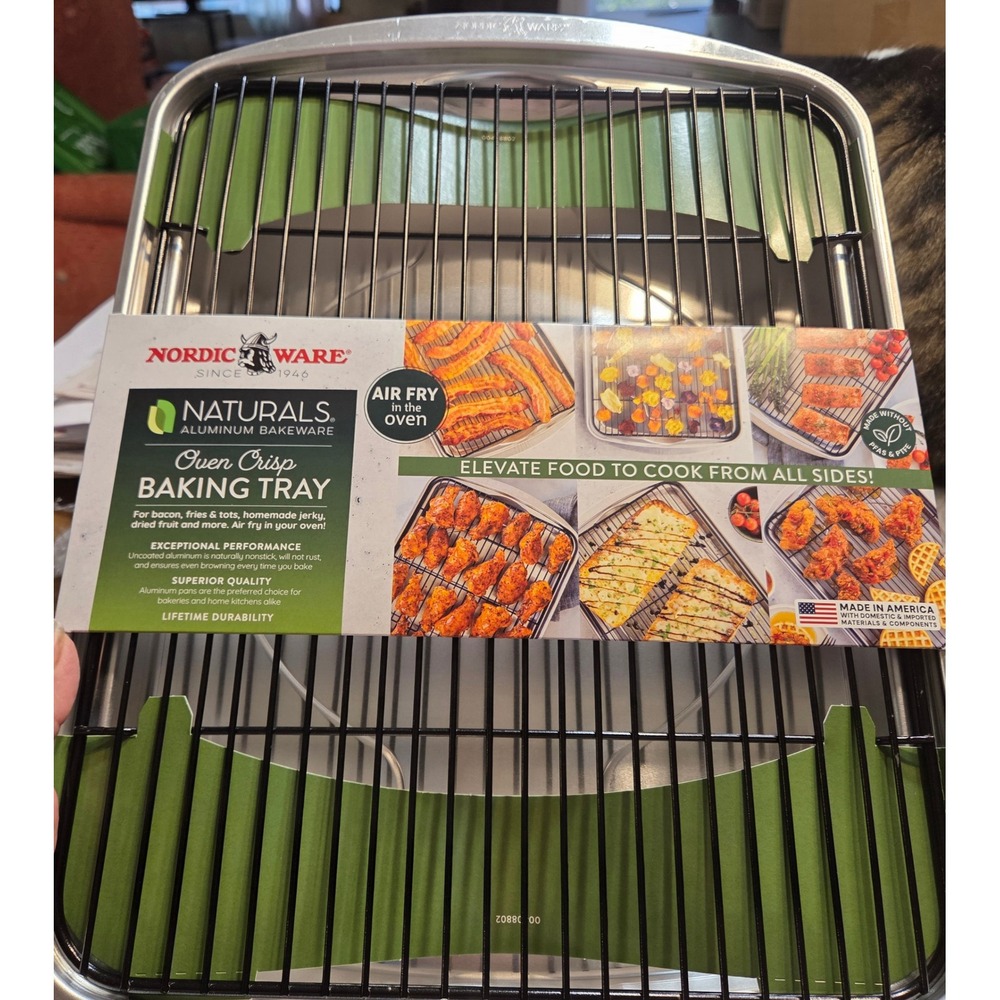 Nordic Ware Naturals Oven Crisp Baking Tray with Rack Aluminum Air Fryer Pan